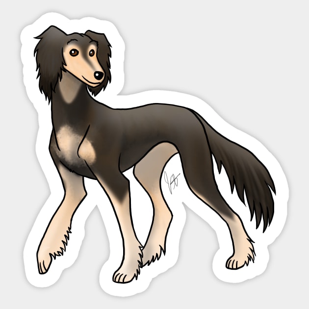 Dog - Saluki - Feathered Black and Tan Sticker by Jen's Dogs Custom Gifts and Designs